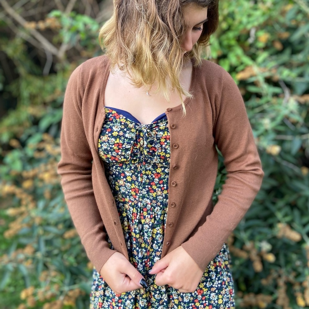 Brown button up sweater/ cardigan